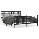 vidaXL Metal Bed Frame without Mattress with Footboard Black 59.1"x78.7"
