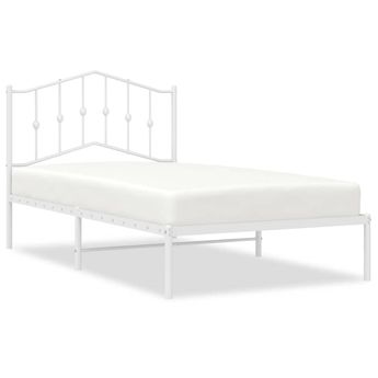 vidaXL Metal Bed Frame without Mattress with Headboard White 100x190cm