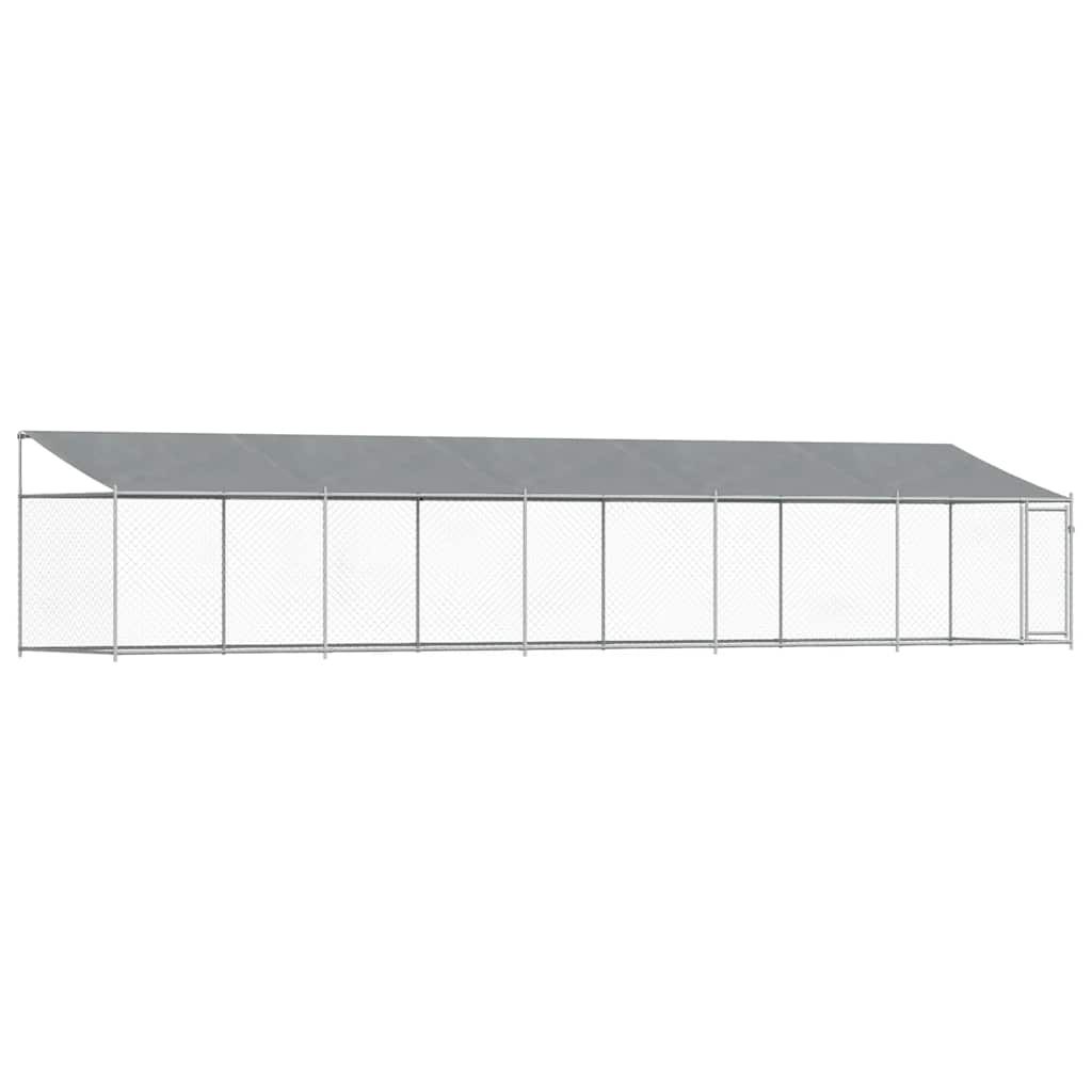 vidaXL Dog Cage with Roof and Door Gray 32.8'x6.6'x6.6' Galvanized Steel
