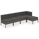 vidaXL 5 Piece Patio Lounge Set with Cushions Poly Rattan Gray
