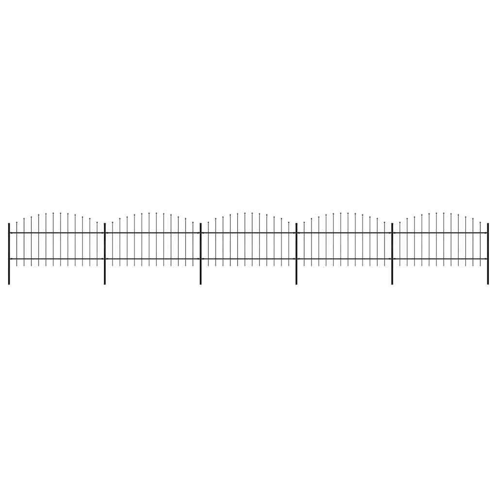 vidaXL Garden Fence with Spear Top Steel 892.5x125 cm Black