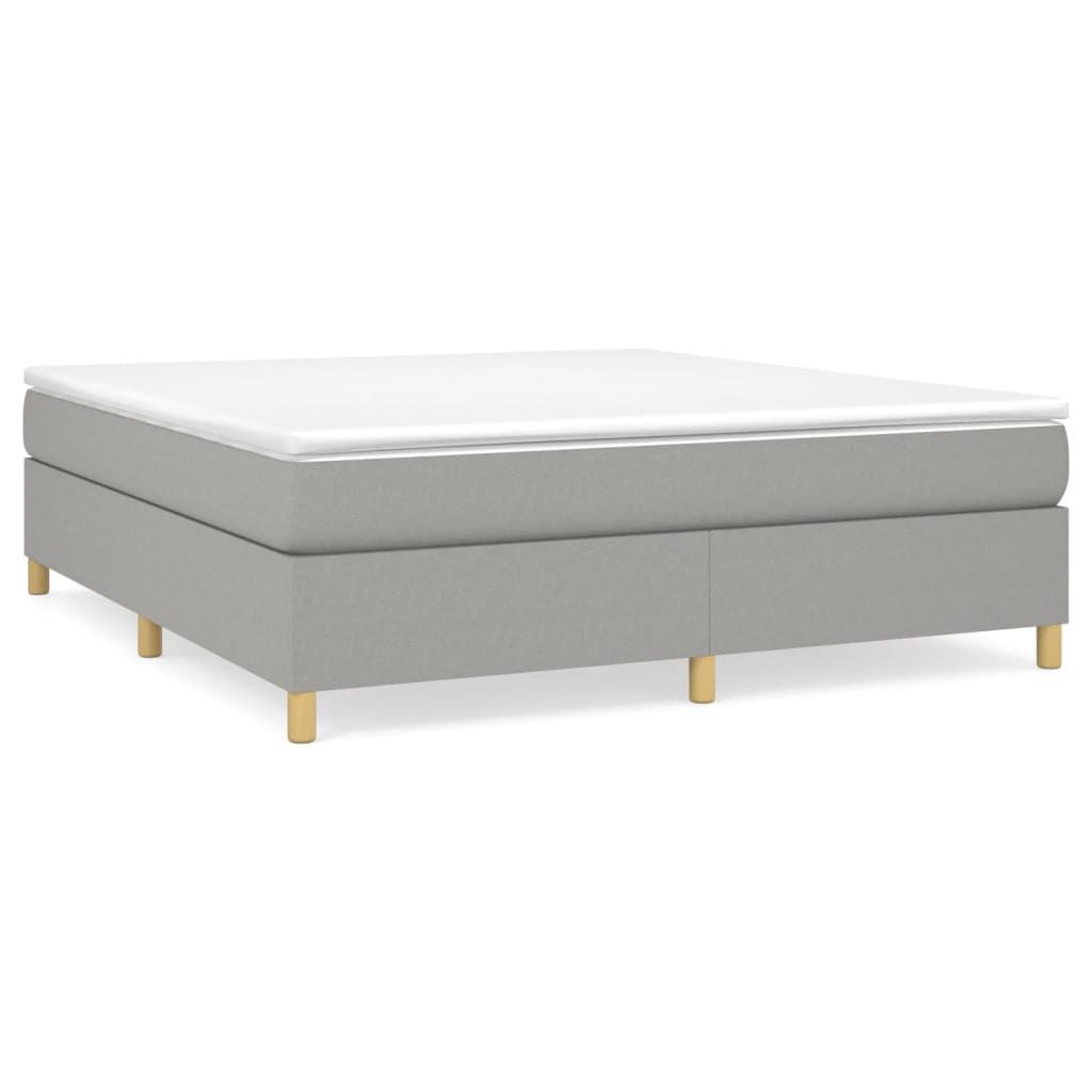 vidaXL Box Spring Bed Frame Light Gray King Fabric (US Only)
