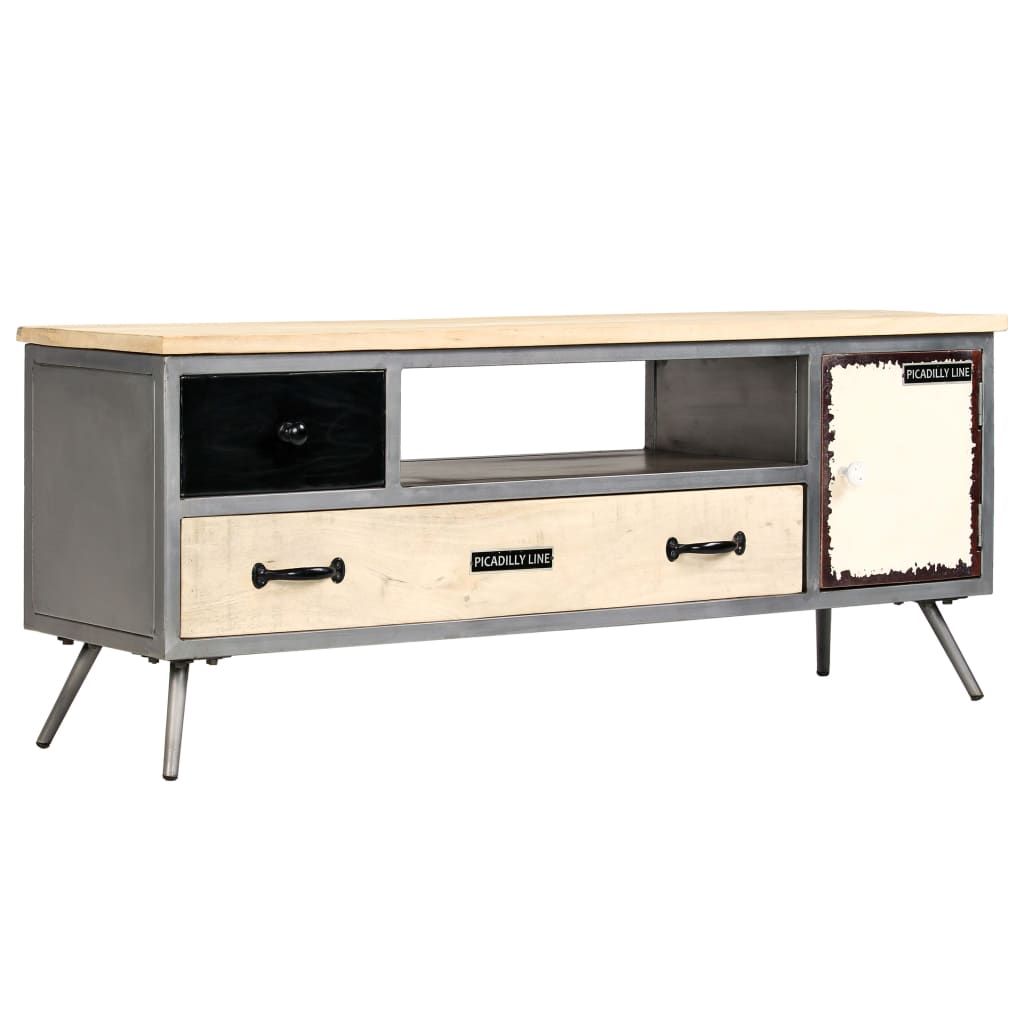 vidaXL TV Stand Solid Wood Mango and Steel 47.2"x11.8"x17.7"