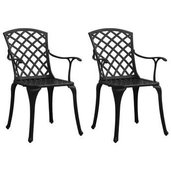 vidaXL Garden Chairs 2 pcs Cast Aluminium Black