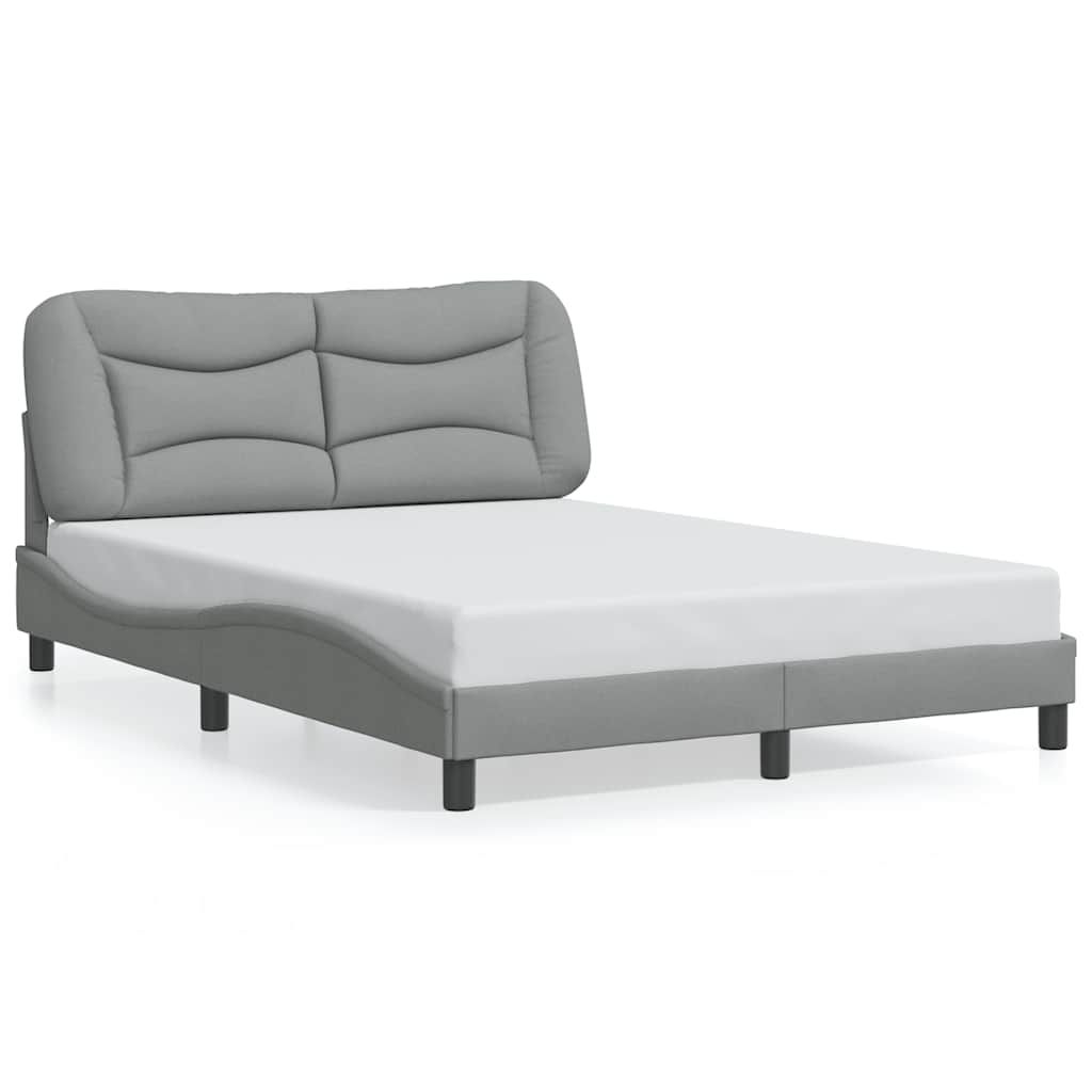 vidaXL Bed Frame without Mattress "Hvar" Light Gray 53.9"x74.8" Fabric
