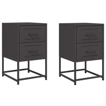 vidaXL Bedside Cabinets 2 pcs Black 14.2"x15.4"x23.8" Steel