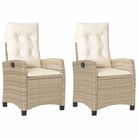 vidaXL Reclining Garden Chairs 2 pcs with Cushions Beige Poly Rattan