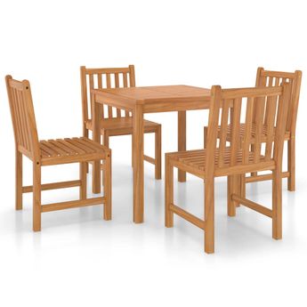 vidaXL 5 Piece Garden Dining Set 31.5" x 31.5" Solid Teak Wood