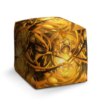 Sablio Taburet Cube Žlutá abstrakce - 40x40x40 cm