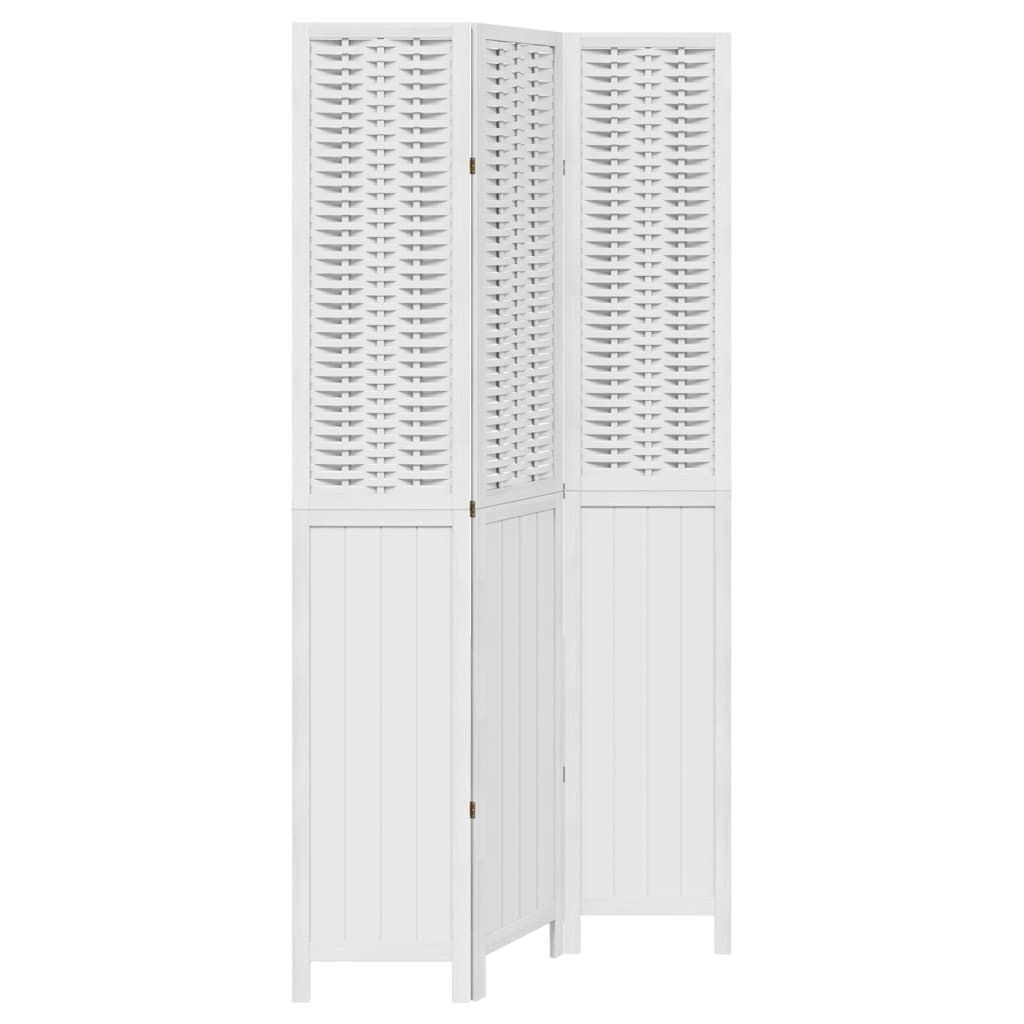 vidaXL Room Divider 3 Panels White Solid Wood Paulownia