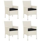 vidaXL Garden Chairs with Cushions 4 pcs Poly Rattan White