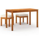 vidaXL 3 Piece Garden Dining Set with Cushions Solid Wood Acacia