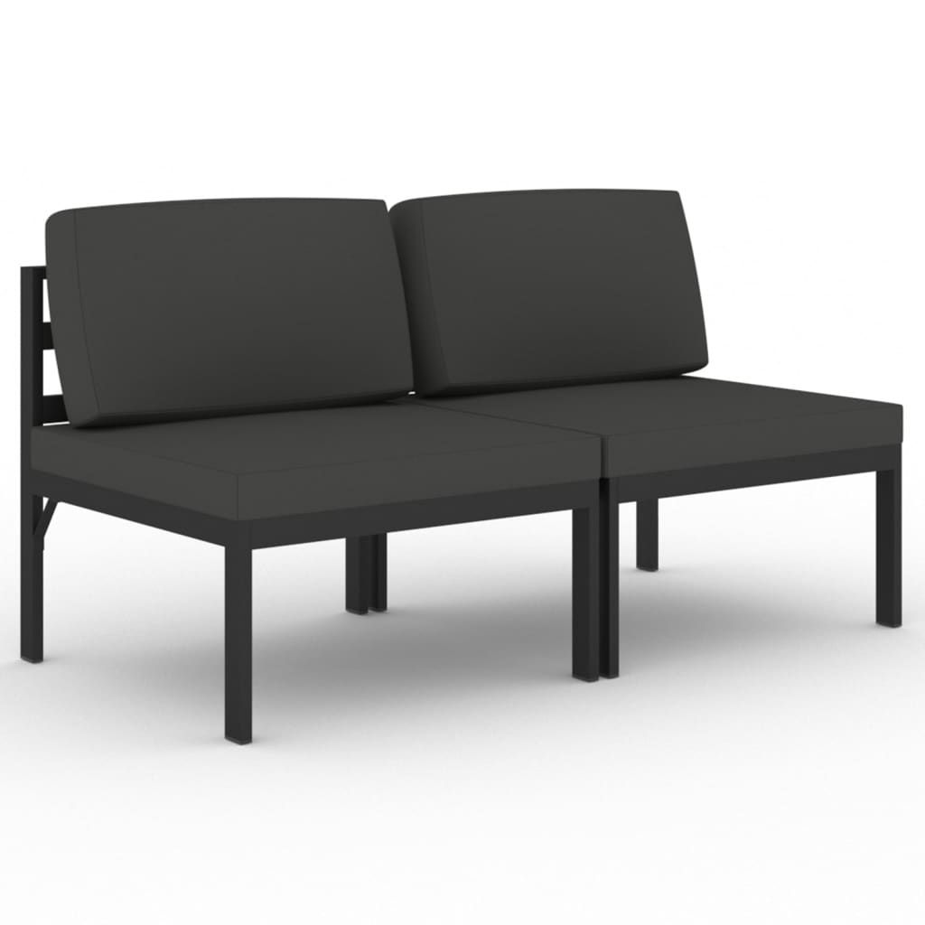 vidaXL 2-Seater Patio Sofa with Cushions Aluminum Anthracite