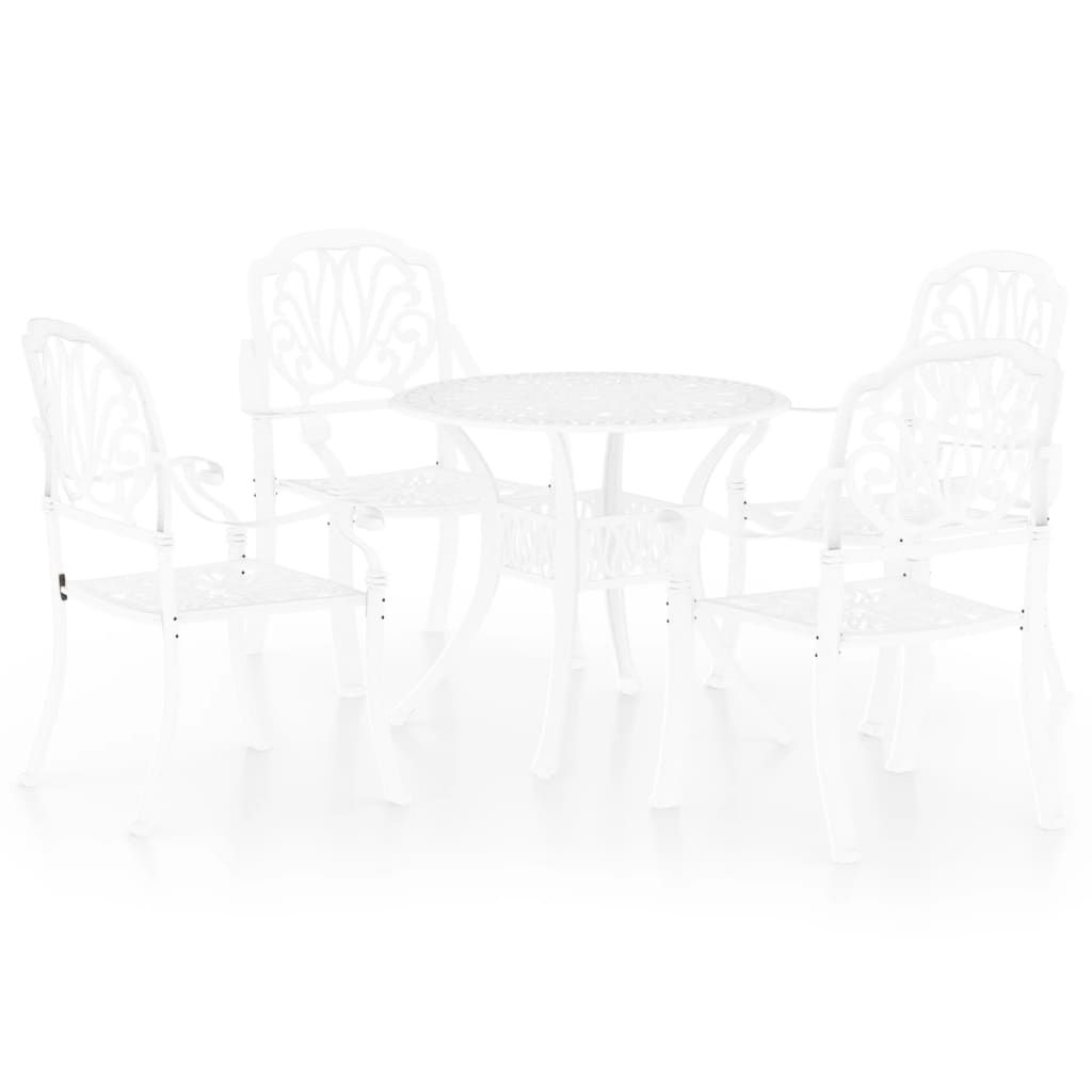 vidaXL 5 Piece Bistro Set Cast Aluminum White