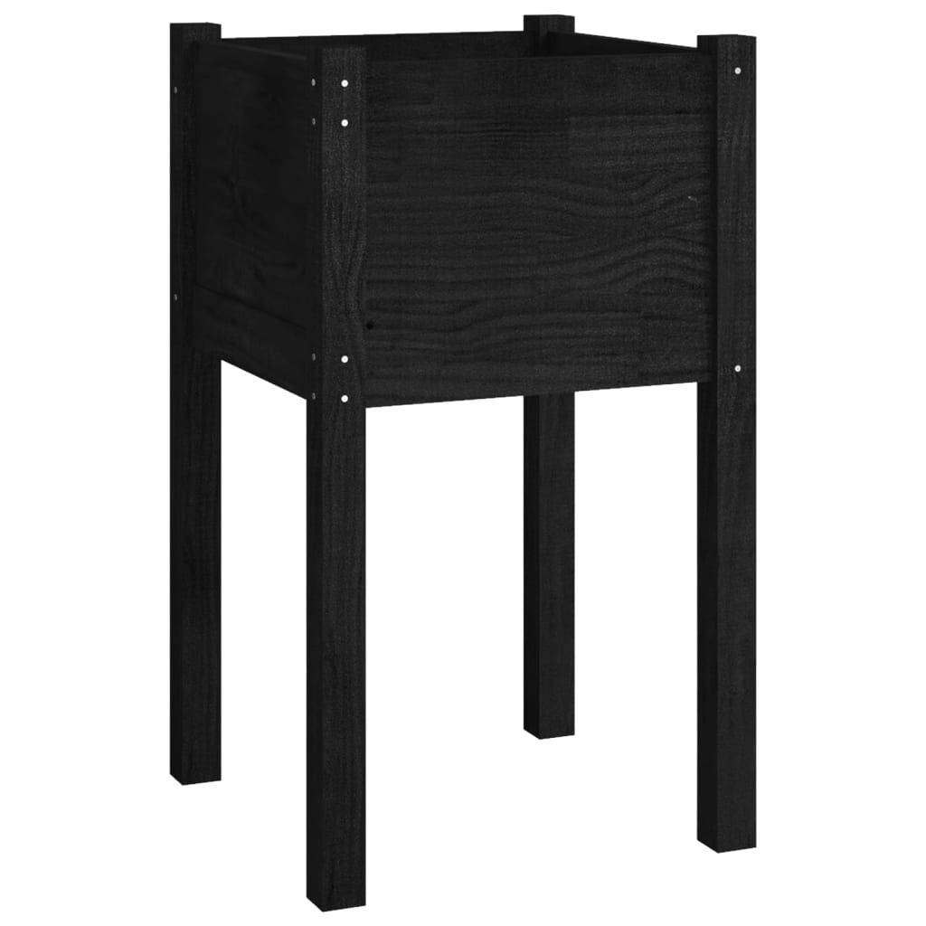 vidaXL Garden Planter Black 15.7"x15.7"x27.6" Solid Wood Pine