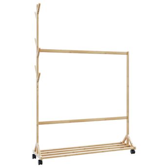 vidaXL Clothes Rack with Hooks and Wheels 100x35x157 cm Bamboo