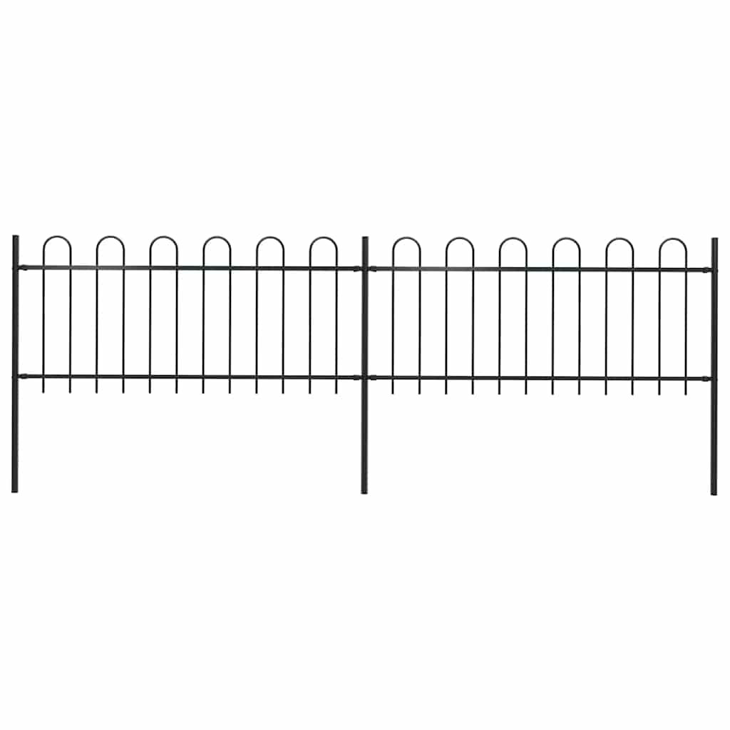 vidaXL Garden Fence with Hoop Top Steel 359x80 cm Black
