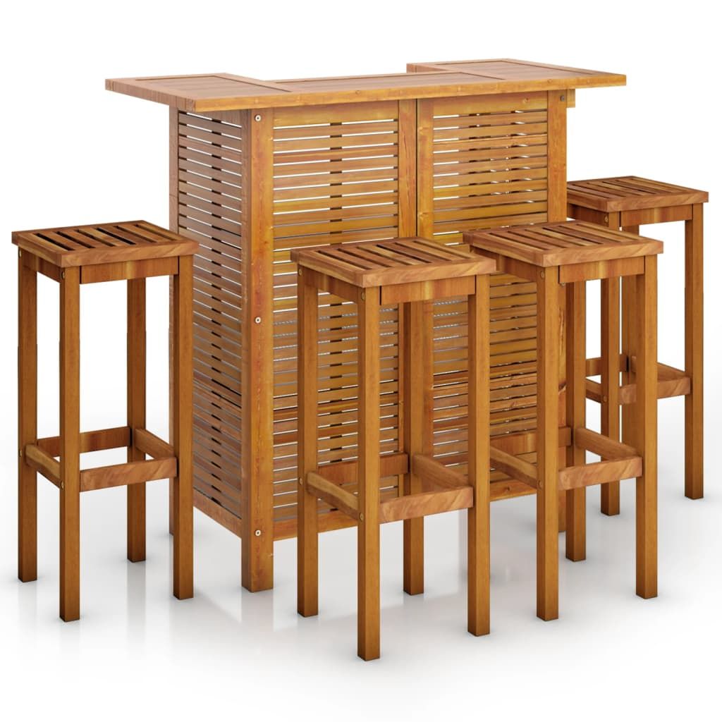 vidaXL 5 Piece Patio Bar Set Solid Wood Acacia