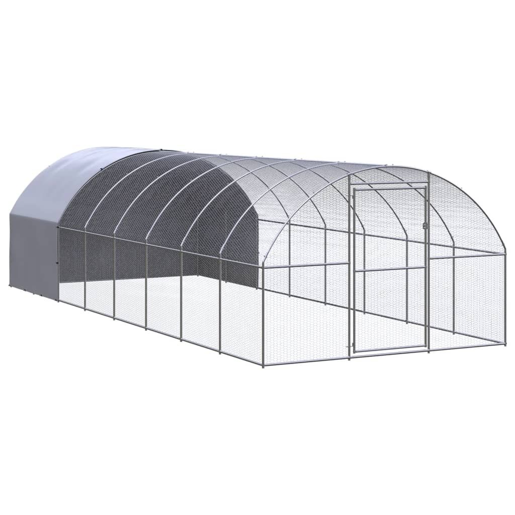 vidaXL Outdoor Chicken Coop 9.8'x26.2'x6.6' Galvanized Steel