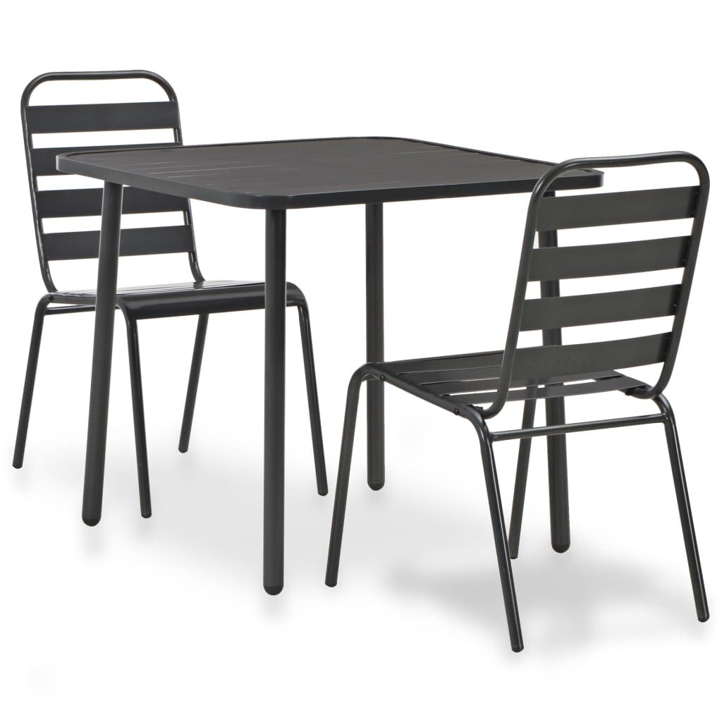 vidaXL 3 Piece Bistro Set Steel Dark Gray