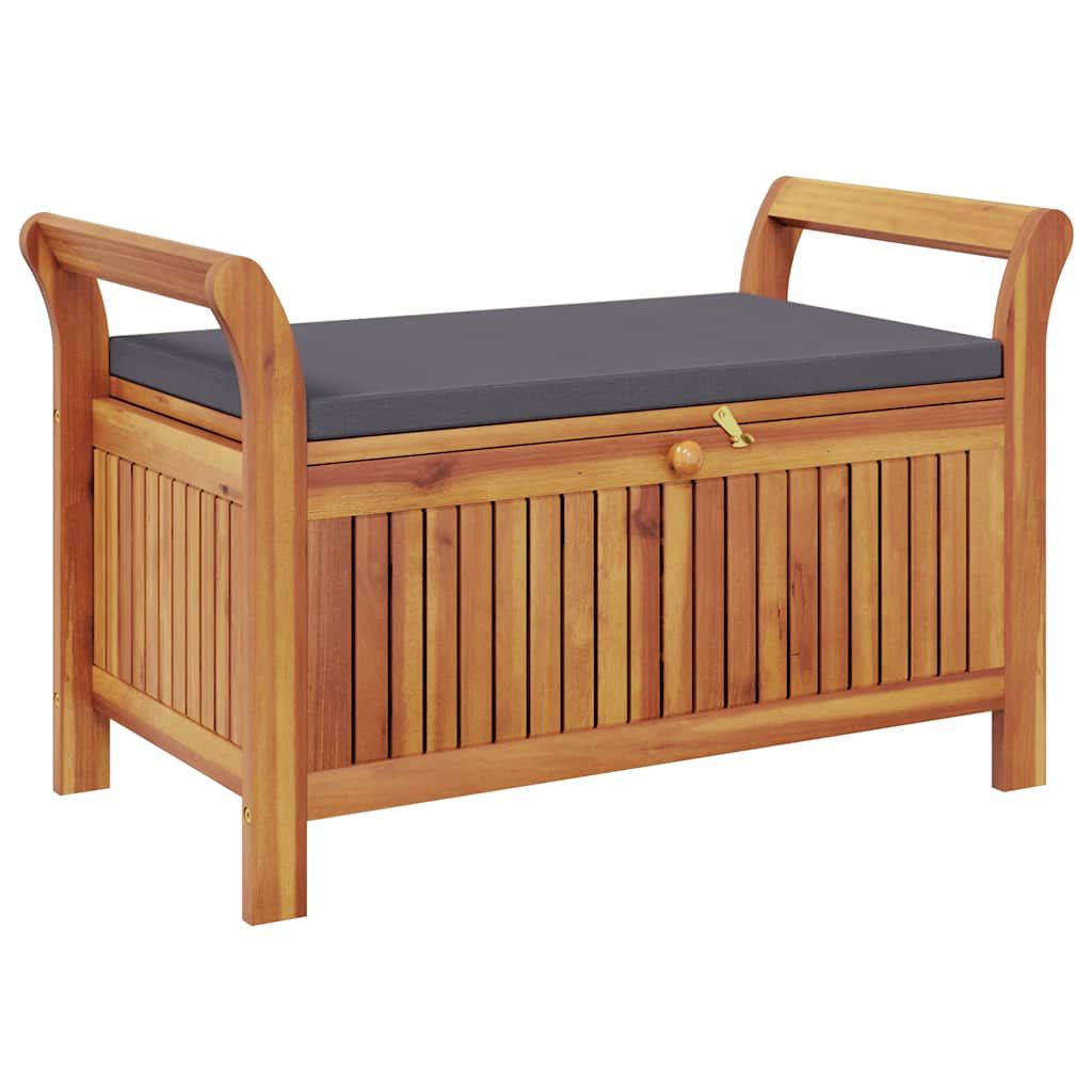 vidaXL Patio Storage Bench with Cushion 35.8" Solid Wood Acacia