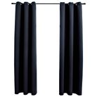 vidaXL Blackout Curtains with Rings 2 pcs Black 38.2 x 83.9" Fabric