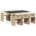vidaXL 7 Piece Patio Dining Set with Cushions Beige Poly Rattan