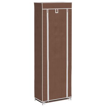 vidaXL Fabric Shoe Cabinet with Cover 22" x 11" x 64" Brown