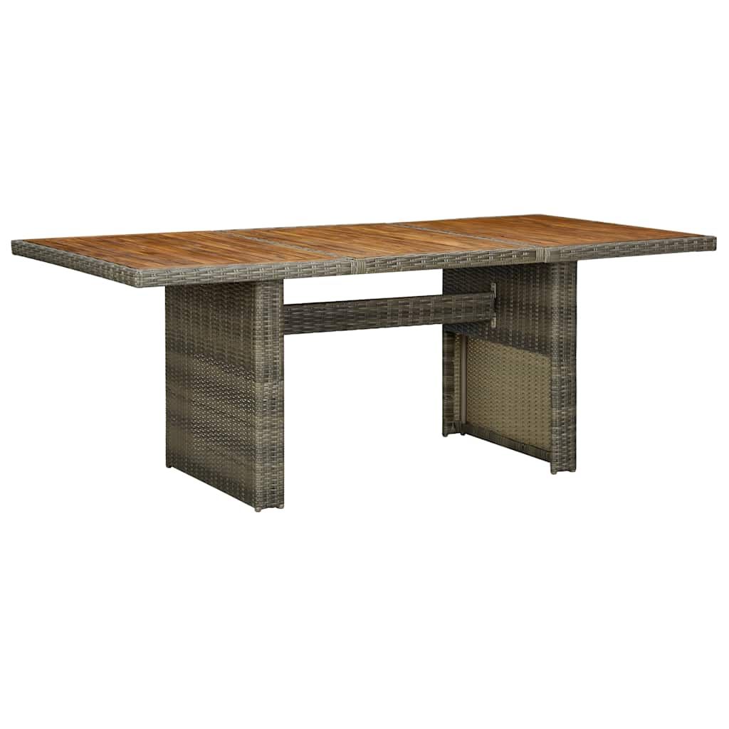 vidaXL Patio Table Brown Poly Rattan and Solid Acacia Wood