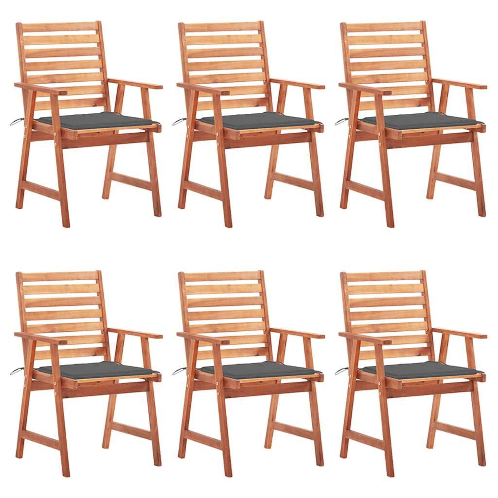 vidaXL Outdoor Dining Chairs 6 pcs with Cushions Solid Acacia Wood