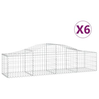 vidaXL Arched Gabion Baskets 6 pcs 200x50x40/60 cm Galvanised Iron