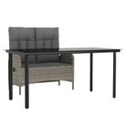 vidaXL 2 Piece Garden Dining Set with Cushions Grey Poly Rattan