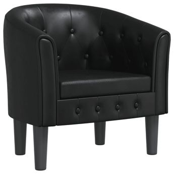 vidaXL Tub Chair Black Faux Leather