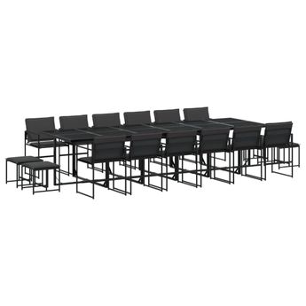 vidaXL 17 Piece Patio Dining Set with Cushions Black Textilene