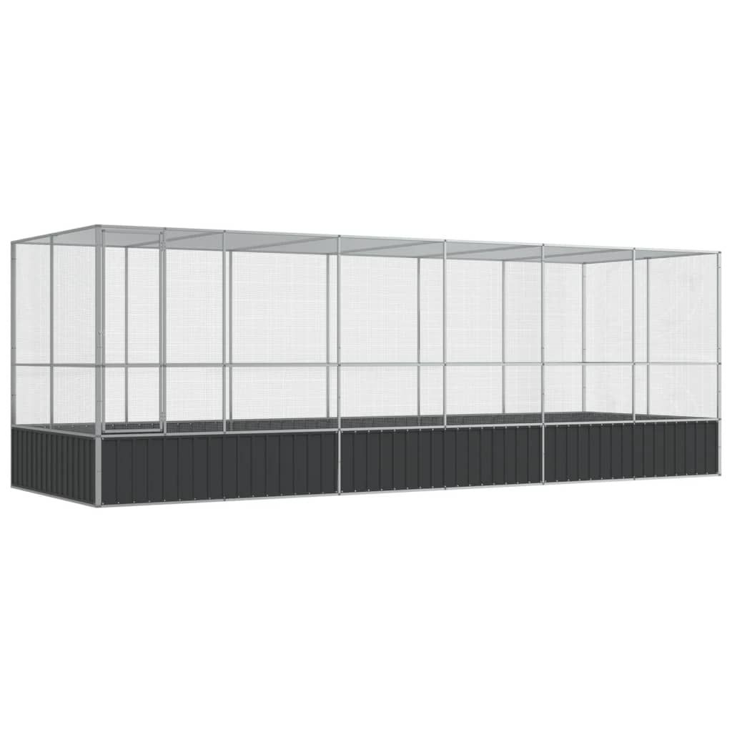 vidaXL Aviary with Extension Silver 246.1"x81.5"x83.5" Steel