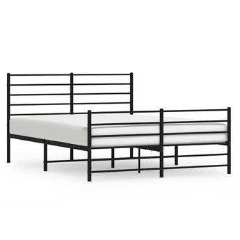vidaXL Metal Bed Frame without Mattress with Footboard Black 150x200cm