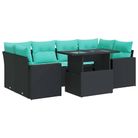 vidaXL 7 Piece Garden Sofa Set with Cushions Black Poly Rattan Acacia