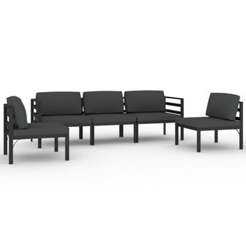 vidaXL 5 Piece Patio Lounge Set with Cushions Aluminum Anthracite