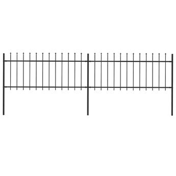 vidaXL Garden Fence with Spear Top Steel 359x80 cm Black