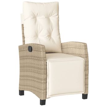 vidaXL Reclining Patio Chair with Footrest Beige Poly Rattan