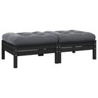 vidaXL 2-Seater Patio Sofa with Cushions Black Solid Pinewood