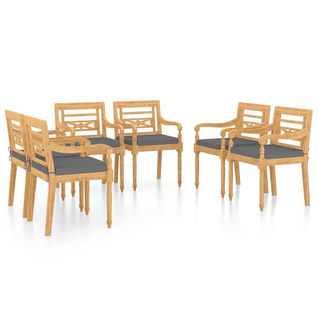 vidaXL Batavia Chairs 6 pcs with Cushions Solid Teak Wood