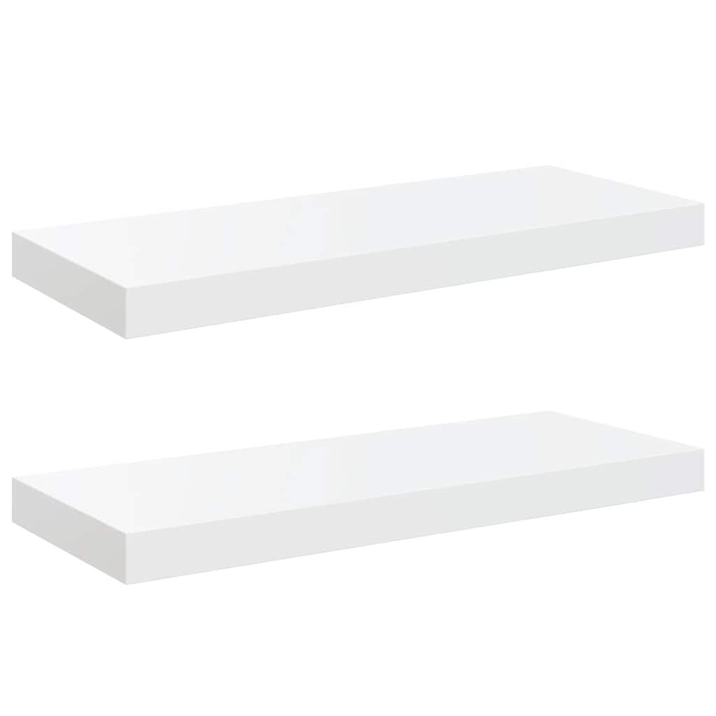 vidaXL Floating Wall Shelves 2 pcs High Gloss White 23.6"x9.3"x1.5" MDF