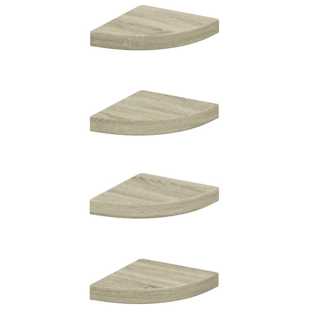 vidaXL Floating Corner Shelves 4 pcs Oak 25x25x3.8 cm MDF