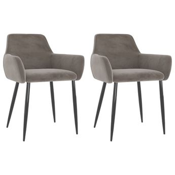 vidaXL Dining Chairs 2 pcs Light Grey Velvet