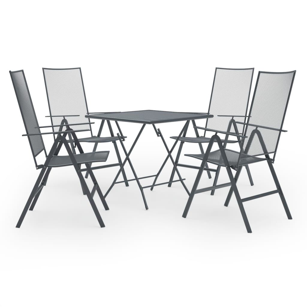 vidaXL 5 Piece Patio Dining Set Steel Anthracite