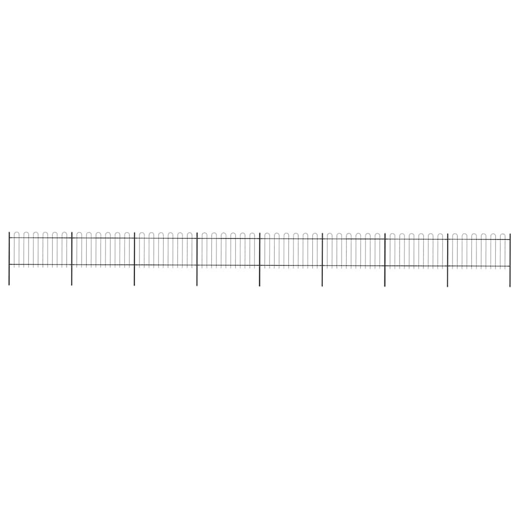 vidaXL Garden Fence with Hoop Top Steel 1426x100 cm Black