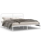 vidaXL Metal Bed Frame without Mattress with Headboard White 76"x79.9"