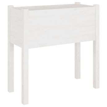 vidaXL Garden Planter White 27.6"x12.2"x27.6" Solid Wood Pine