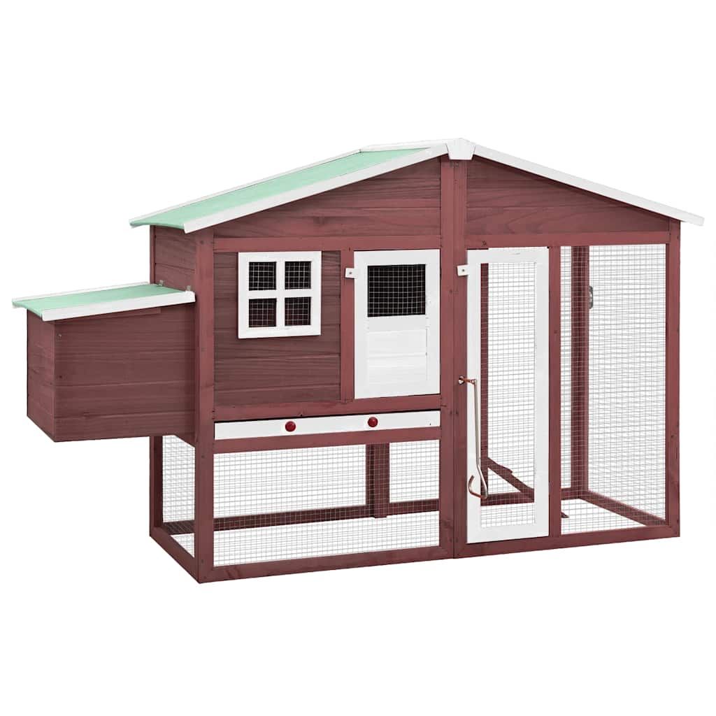 vidaXL Chicken Coop with Nest Box Mocha and White Solid Fir Wood